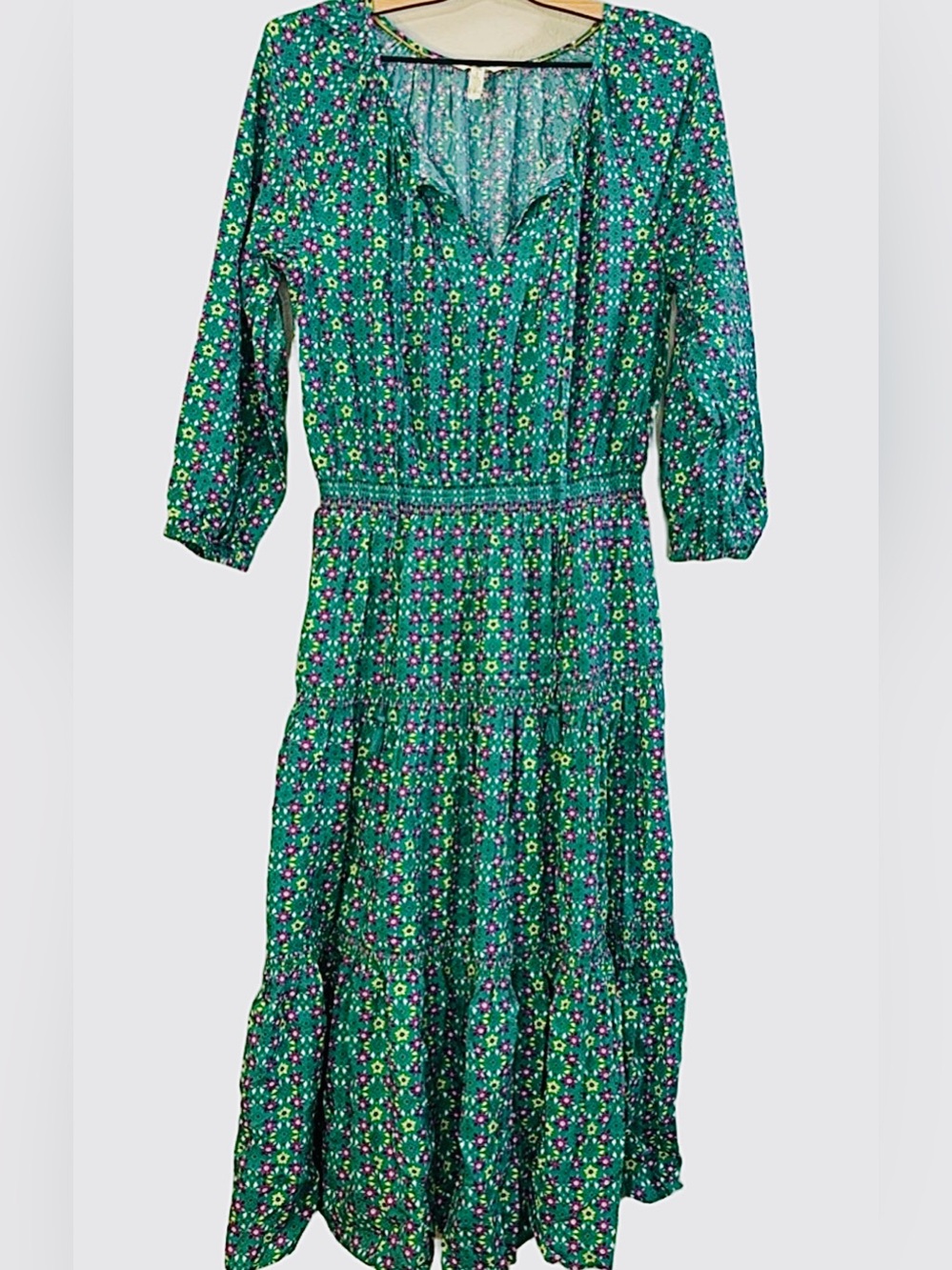 Matilda Jane green Floral Tiered Midi Dress
